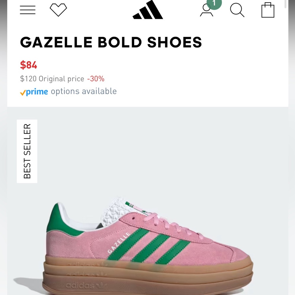 GAZELLE BOLD SHOES
True Pink, Green, Cloud White